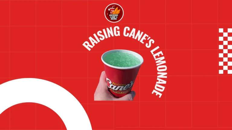 Refreshing glass of Raising Cane’s Lemonade with ice and lemon slices, perfect for a cool, tangy treat—click to see why everyone loves it!