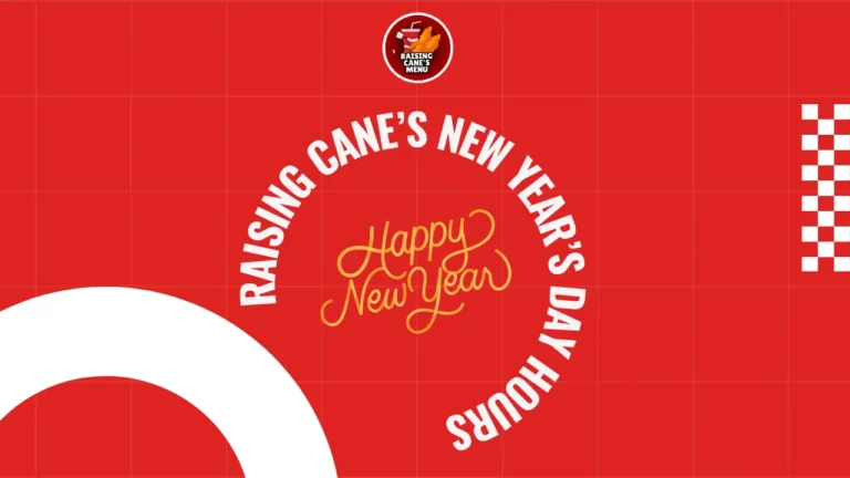 Raising Cane’s New Year’s Day hours sign with festive decor—check if your local spot is open and plan your first chicken run of the year!