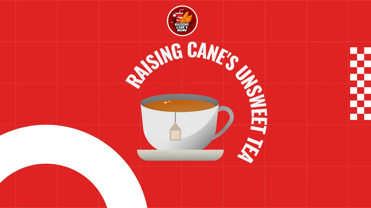 Refreshing glass of Raising Cane's Unsweet Tea with ice and lemon on a sunny table—crisp, calorie-free sip. See why fans love this classic drink.